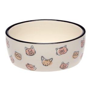 Cat Faces Pet Bowl - Wet/Dry Food and Water Dish