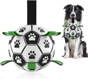 Interactive Dog Soccer Ball with Straps for Tug of War