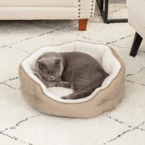 Round Cat Beds for Indoor Cats, Washable Pet Bed for Puppy and Kitten